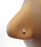 Sterling Silver Square CZ Clear Crystal Nose Screw Twist Curl Stud 20 gauge 20g - I Love My Piercings!