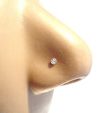 10K Yellow Gold Round Cut 2mm Clear CZ Crystal Pin Straight Post Ubend 22 gauge - I Love My Piercings!