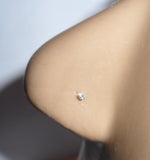 10K Gold 1.5mm Clear Tiny Crystal CZ 4 Claw Set Pronged Nose Pin Stud 22 gauge - I Love My Piercings!