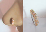 18k Gold Plated Seamless Nose Jewelry Hoop Ring Clear Crystal Gem CZ 20 gauge - I Love My Piercings!