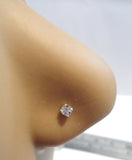4 Pc Sterling Silver 2.5mm Clear CZ Crystal Nose Studs L Shape Pins 22 gauge 22g - I Love My Piercings!