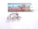Surgical Steel Clear CZ Top Down Reverse Hearts Belly Bar Ring Jewelry 14 gauge - I Love My Piercings!