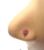 Pink CZ Crystal Flower Nose Bone Straight Ball End Post Pin Stud 20 gauge 20g - I Love My Piercings!