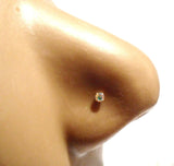 10K Yellow Gold 4 Claw Pronged Round Cut AB Iridescent Nose Bone Ball End 22g - I Love My Piercings!
