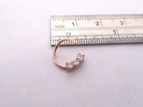 Rose Gold Triple Clear CZ Crystal Cartilage Daith Seamless Hoop 16 gauge 16g - I Love My Piercings!