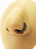 Black Titanium L Shape Nose Ring Stud Hoop Ornate Pattern Bar 20 gauge 20g - I Love My Piercings!