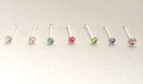 7 Sterling Silver Claw Set Crystal CZ Nose Straight Ball End Post Pin 22 gauge - I Love My Piercings!