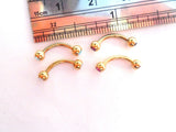 4 Gold Titanium Curved Barbell Crystal Balls Rook Snug Eyebrow Ring 16 gauge 16g - I Love My Piercings!