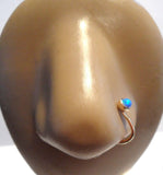 18k Gold Plated Fake Faux Blue Opal Ball Nose Hoop Clip Cuff Looks 18 gauge - I Love My Piercings!