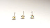 3 Sterling Silver Iridescent Crystal CZ Nose Straight Ball End Post Pin 22 gauge - I Love My Piercings!