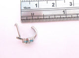 Surgical Steel Aqua Flower Crystal Bent L Shape Nose Ring Stud Hoop 20 gauge 20g - I Love My Piercings!