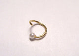 White Faux Pearl Gold Plated Nose Hoop Ring Seamless 18 gauge 18g 8 mm - I Love My Piercings!