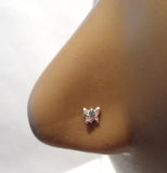 5 Piece CZ Butterfly Gem Crystal Nose Studs L Shape Posts Pins 22 gauge 22g - I Love My Piercings!
