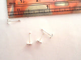 4 Piece Sterling Silver Beaded Square CZ Nose Bones Ball End Post Pin 22 gauge - I Love My Piercings!