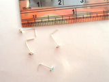 4 Piece Sterling Silver Bezel Set CZ Nose L Shape Posts Pins Studs 22 gauge 22g - I Love My Piercings!