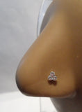 4 Piece CZ 3 Gem Crystal Nose Studs L Shape Posts Pins Jewelry 22 gauge 22g - I Love My Piercings!