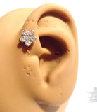 Surgical Steel Filigree Flower Clear CZ Cartilage Straight Barbell Stud 16 gauge - I Love My Piercings!