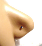 10K Yellow Gold 4 Claw Pronged Round Cut Sapphire Blue Nose Bone Ball End 22g - I Love My Piercings!