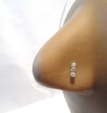 8 Piece CZ Triple Gem Crystal Nose Studs L Shape Posts Pins 22 gauge 22g - I Love My Piercings!