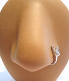 Surgical Steel L Shape Nose Ring Stud Hoop Teardrop Clear CZ Crystals 18 gauge - I Love My Piercings!