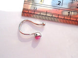 Surgical Steel Fake Faux Pink Opal Style Nose Hoop Clip Cuff Looks 18 gauge - I Love My Piercings!