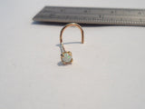 14K Yellow Gold 4 Claw Set Pronged Opal Stone Nose Jewelry Screw Stud 20 gauge - I Love My Piercings!