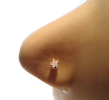 10K Gold 5 Claw Set Pronged Clear CZ Star L Shape Nose Pin Stud 22 gauge 22g - I Love My Piercings!
