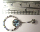 Surgical Steel Light Blue Dangle Crystal VCH Clitoral Clit Hood Ring 14 gauge - I Love My Piercings!