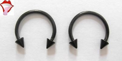 BLACK TITANIUM Spiked Circulars Horseshoes 16 gauge 16g - I Love My Piercings!