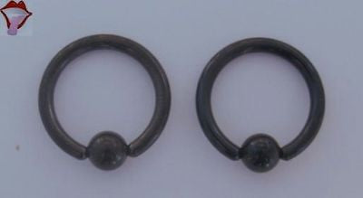 Pair BLACK Captives CBR Rings Hoops 18 gauge 18g 10mm - I Love My Piercings!