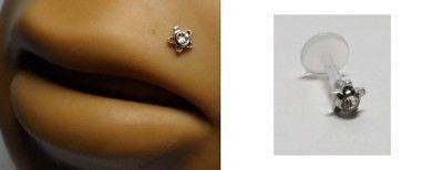 BIOPLAST Flexible Lip Labret Ring 16 gauge 16g STAR - I Love My Piercings!