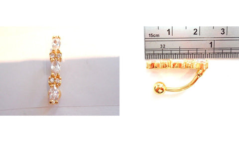 18k Gold Plated VCH Jewelry Hood Cover Clear Crystal Chandelier Barbell 14 gauge 14g - I Love My Piercings!