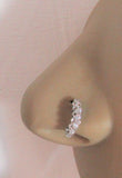 Surgical Steel Seamless Nose Jewelry Hoop Ring Clear Crystal Gem CZ 18 gauge 18g