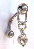 Clear Dangle Crystal Dangle Barbell VCH Clit Clitoral Hood Ring 14 gauge 14g - I Love My Piercings!