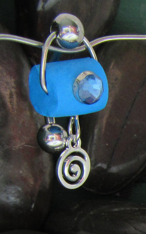 Pressure Bail Blue Swirl VCH Ring Bar Clit Hood Clitoral 14 gauge 14g - I Love My Piercings!