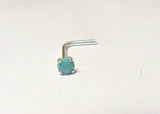 Sterling Silver Turquoise Stone Nose Stud L Shape Pin Post Ring 22 gauge 22g - I Love My Piercings!