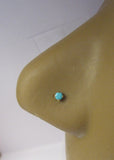 10K Yellow Gold Turquoise Stone Nose Screw Curl Twisted Pin Ring 20 gauge 20g - I Love My Piercings!