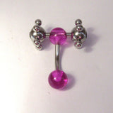 Steel Big Rolling Balls Purple Crystal Bar VCH Clit Clitoral Hood Ring 14 gauge - I Love My Piercings!