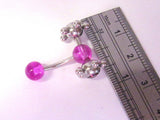 Steel Big Rolling Balls Purple Crystal Bar VCH Clit Clitoral Hood Ring 14 gauge - I Love My Piercings!