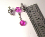 Steel Big Rolling Balls Purple Crystal Bar VCH Clit Clitoral Hood Ring 14 gauge - I Love My Piercings!