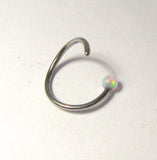 Surgical Steel White Opal Ball Attached Seamless Nose Hoop Ring 20 gauge 8 mm - I Love My Piercings!