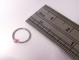 Surgical Steel Pink Opal Ball Attached Seamless Nose Hoop Ring 20 gauge 20g 8 mm - I Love My Piercings!