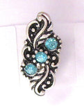 VCH Hood Curved Barbell Antique Style Triple Aqua CZ  14 gauge 14g - I Love My Piercings!