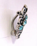 VCH Hood Curved Barbell Antique Style Triple Aqua CZ  14 gauge 14g - I Love My Piercings!