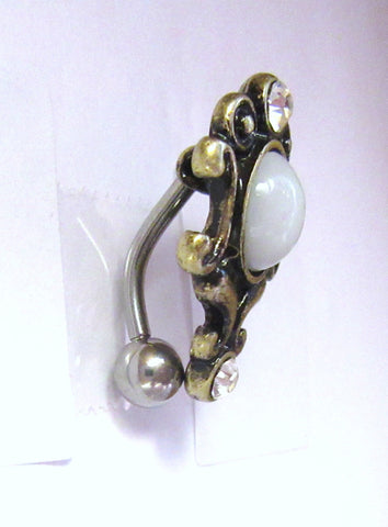 VCH Hood Curved Barbell Antique Style White Opalite 14 gauge 14g - I Love My Piercings!