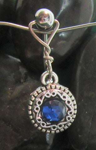 Filigree Blue Crystal VCH Clitoral Clit Hood Dangle Ring Curved Bar 14 gauge 14g - I Love My Piercings!