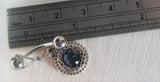 Filigree Blue Crystal VCH Clitoral Clit Hood Dangle Ring Curved Bar 14 gauge 14g - I Love My Piercings!