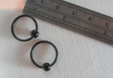 Black Bioplast Metal Sensitive Plastic Acrylic Hoops Retainers Rings 14 gauge 12mm Diameter