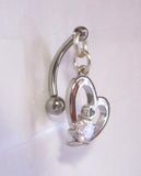 Surgical Steel Clear Crystal Heart Dangle Barbell VCH Clit Clitoral Hood Ring 14 gauge - I Love My Piercings!