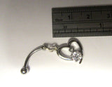 Surgical Steel Clear Crystal Heart Dangle Barbell VCH Clit Clitoral Hood Ring 14 gauge - I Love My Piercings!